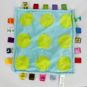 Taggies Blue Green Polka Dot Minky Satin Lovey Baby Security Blanket